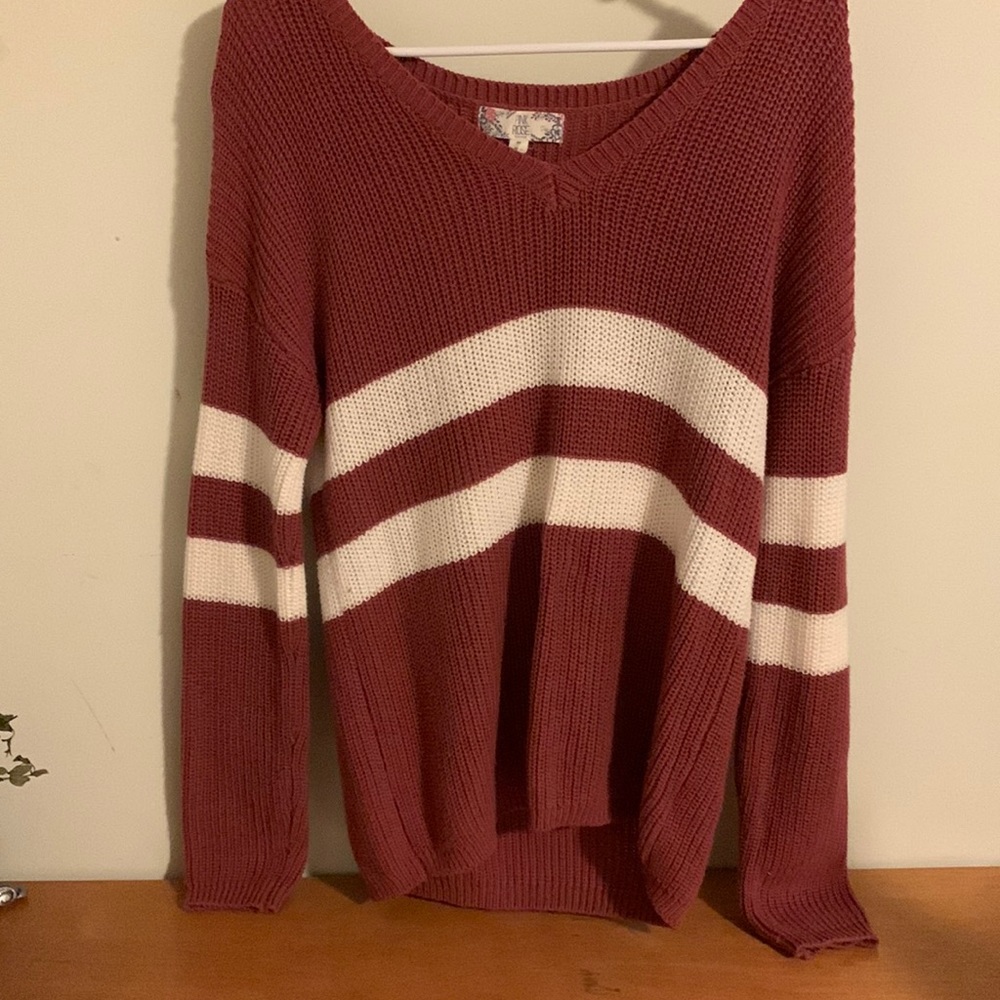 Hippie Rose Pink with White Striped Sweater